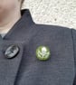 Emerald green embroidery brooch pin with Scottish thistle design - Image 4