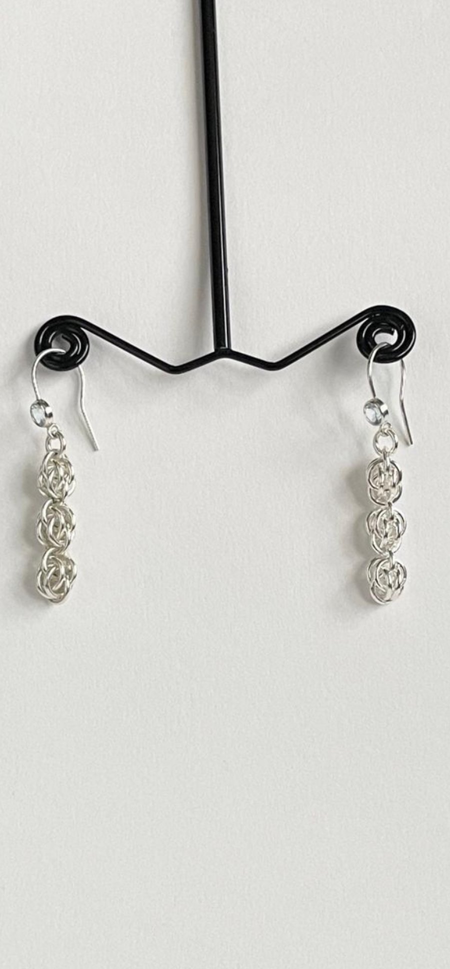 Sterling Silver Topaz Chainmaille Earrings