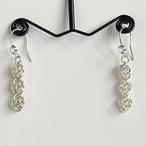 Sterling Silver Topaz Chainmaille Earrings