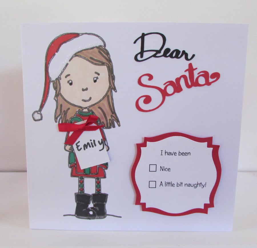 Personalised Christmas Card  - for a girl