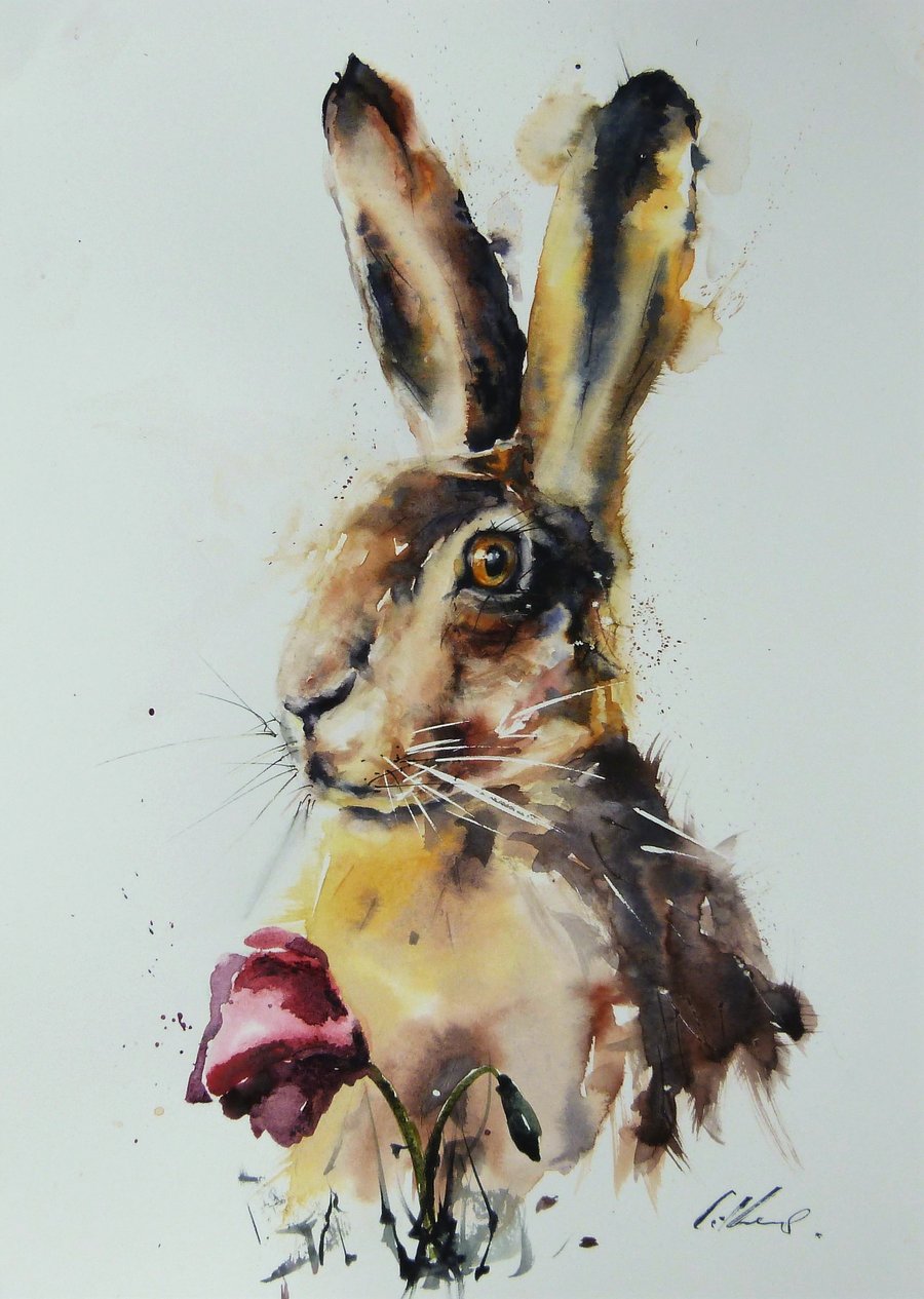The Hare, Original Watercolour Painting.