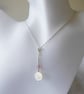 Strawberry Moon Necklace - Strawberry Quartz, Mother of Pearl & Sterling Silver