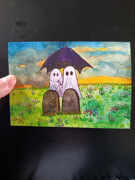 A6 art print blank greetings card: Death Won't Part Us