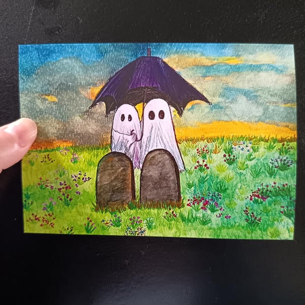 A6 art print blank greetings card: Death Won't Part Us