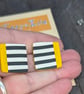 Modern mustard and stripe square studs - Image 1