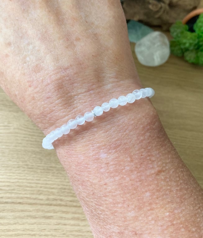 Dainty 4mm Selenite Stacking Bracelet