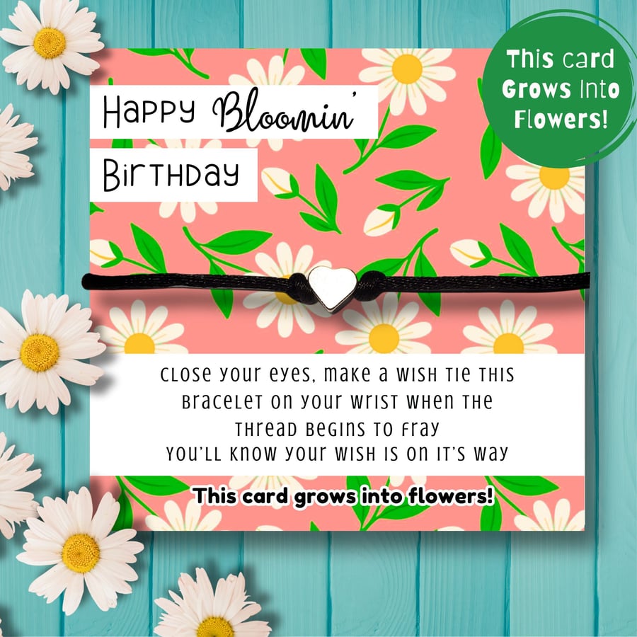 Wish String Bracelet With Plantable Packing Card, Birthday Gift, Handmade