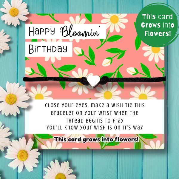 Wish String Bracelet With Plantable Packing Card, Birthday Gift, Handmade