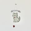 'With Love on your Birthday' Smiling Cat 2 - Handmade Hanging Decoration