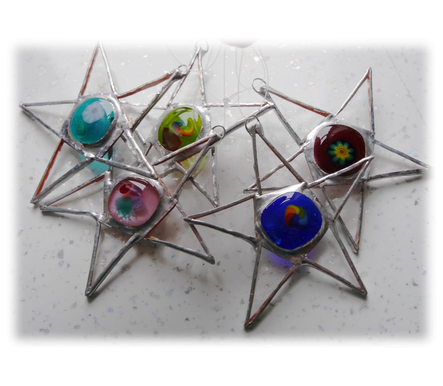 Fused Nugget Star Stained Glass suncatcher Christmas Tree decoration 