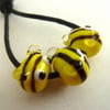 handmade lampwork glass beads, bee's