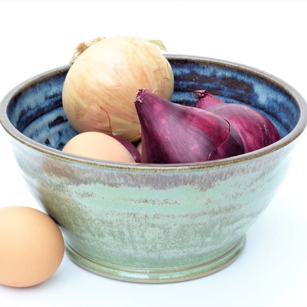 Serving, Fruit,  Salad, Mixing Bowl Ceramic Stoneware Wheelthrown Handmade 