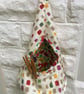 Squares Peg Bag, Canvas Peg Storage Bag, Floral Lined Peg Bag