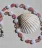 Watermelon Tourmaline & Clear Quartz Gemstone Chunky Beaded Necklace