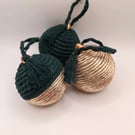 Yarn wrapped ceramic baubles 