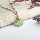 SEAGLASS Sea Green Necklace, 14K Gold Filled Minimalist Dainty Pendant