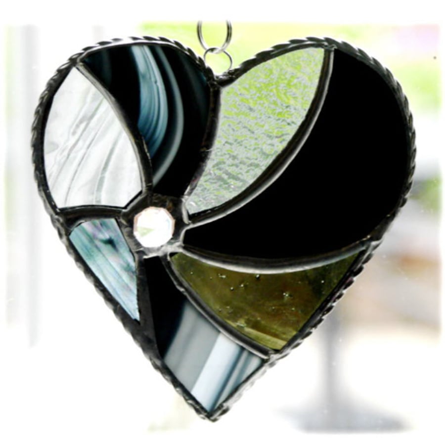 Black Swirl Heart Stained Glass Suncatcher 038