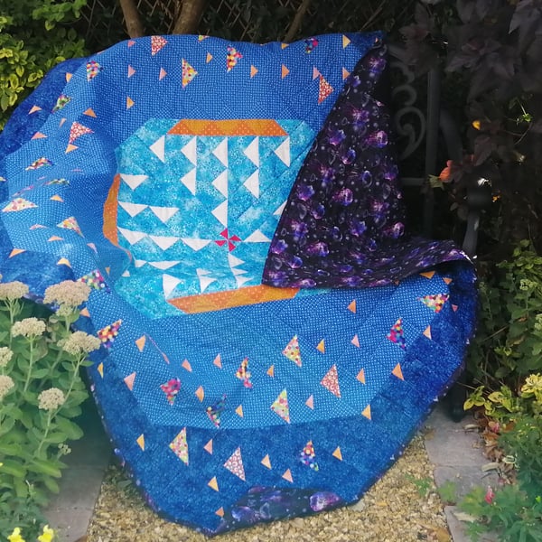Handmade Patchwork Quilt by Diane Davis - Sailing Boats on a Blue Ocean
