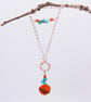 One Of A Kind Turquoise Magnesite and Burnt Orange Necklace