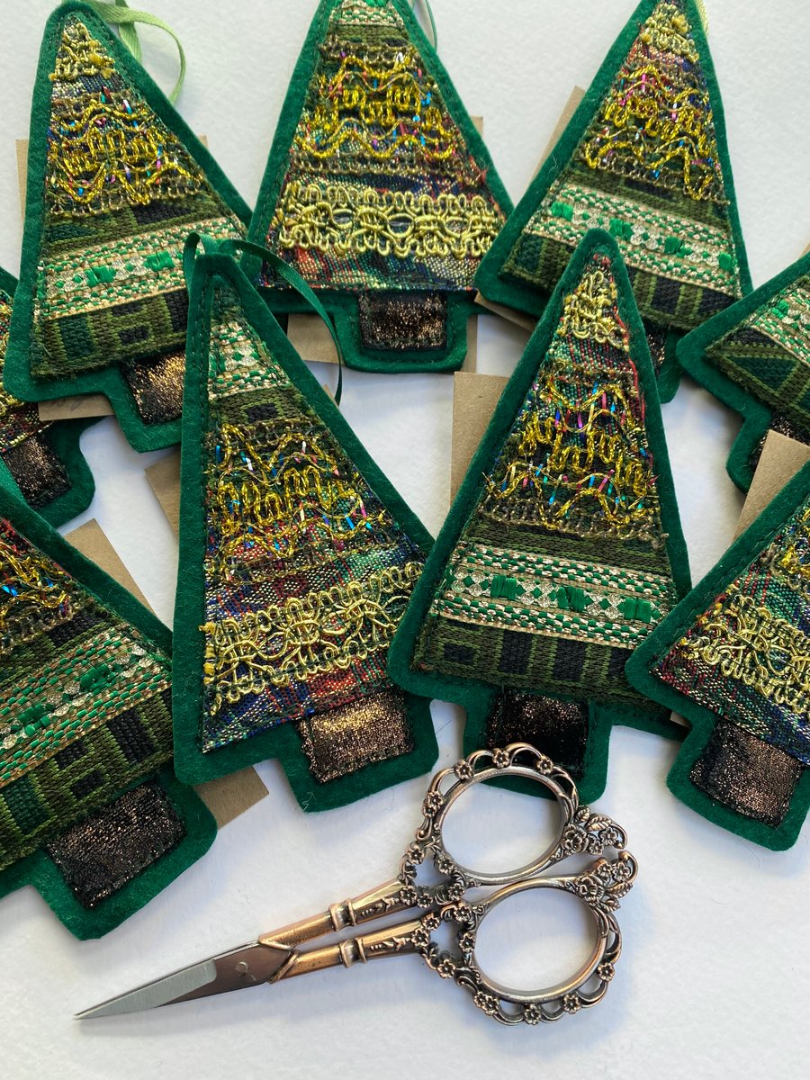 Green and gold seasonal up cycled Christmas tree home decoration.