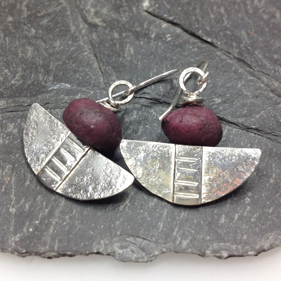 Silver and ruby earrings
