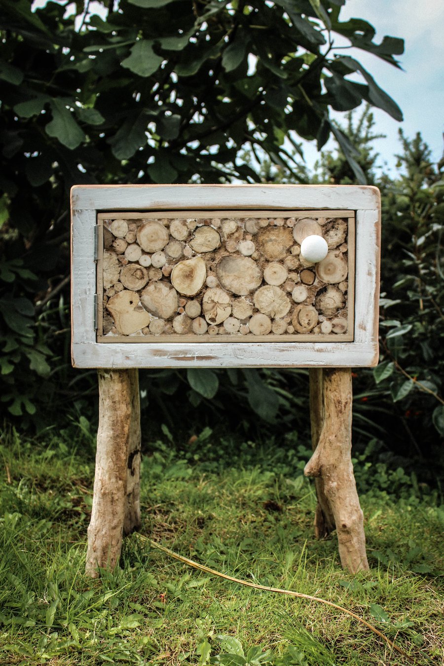 Driftwood side table, Driftwood bedside table,Driftwood end table with cupboard 