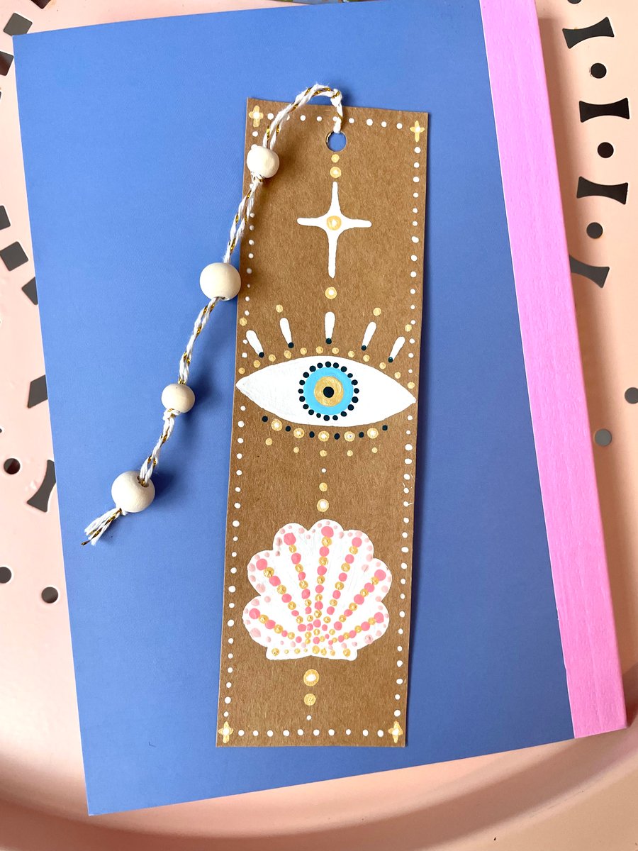 Original hand painted bookmarks - celestial seashell