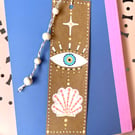 Original hand painted bookmarks - celestial seashell