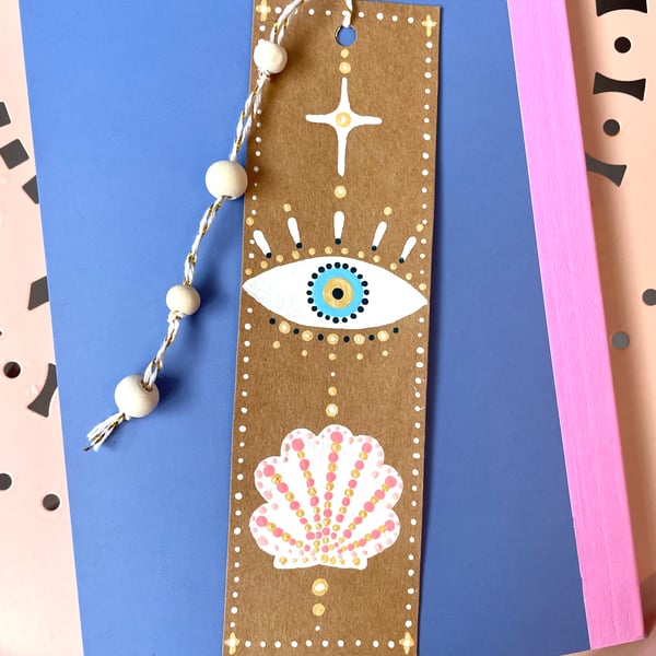 Original hand painted bookmarks - celestial seashell