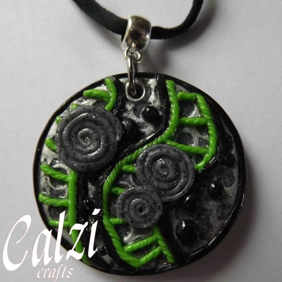 Abstract Design Polymer Clay Pendant