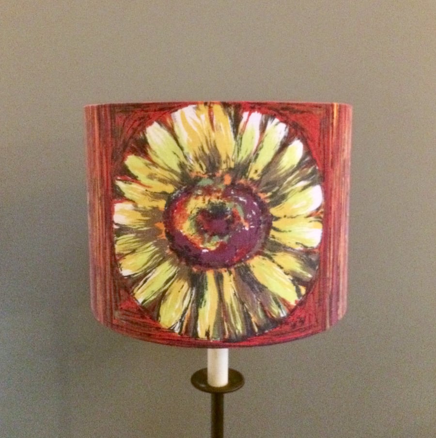 60s 70s Orange Zest BIG Sunny Sunflower Odile vintage fabric Lampshade