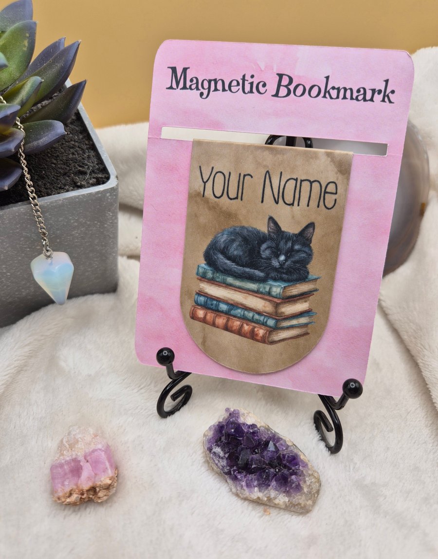 Personalised Magnetic Bookmark – Gothic Bookish Gift, Custom Name