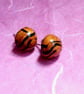  Ear Studs,Handmade Polymer Clay Earrings - Golden Tiger ! - Image 3