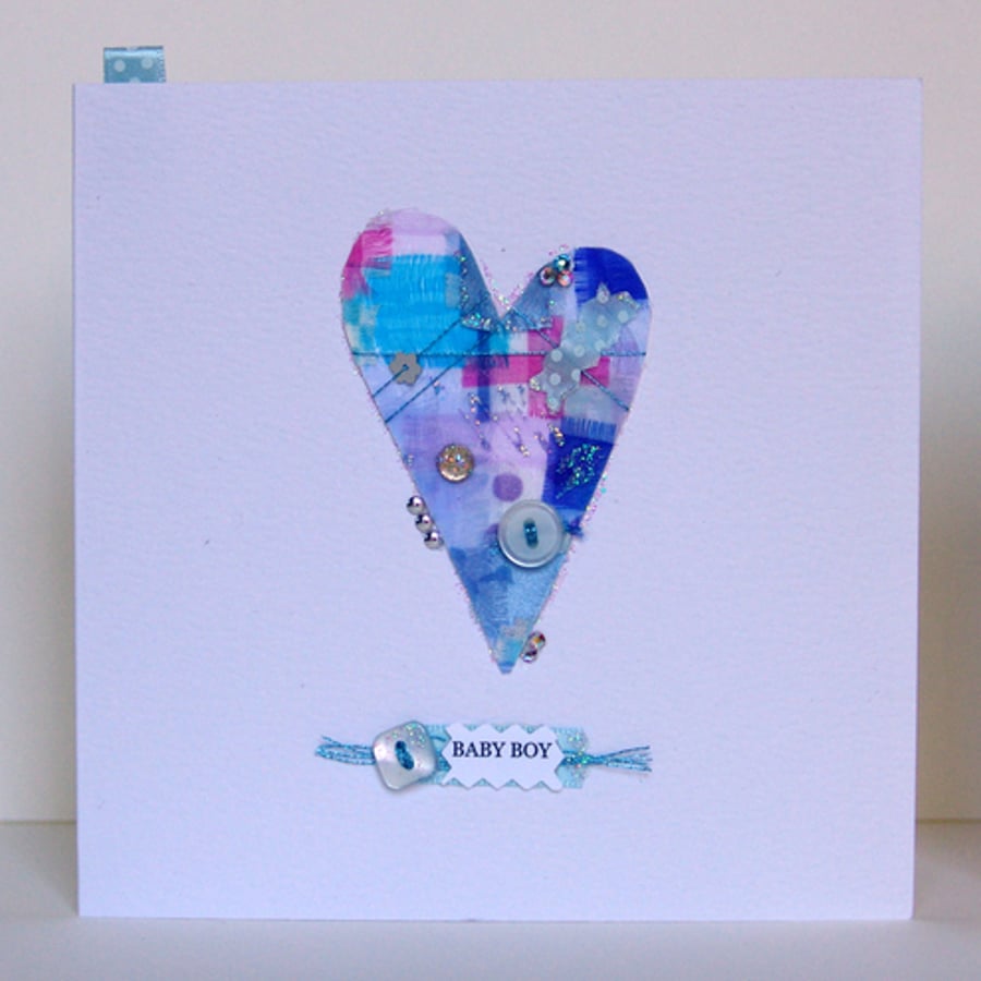 'Buttons & Bows' Baby Boy Greeting Card