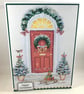 Handmade Christmas card - snowy front door - Image 2