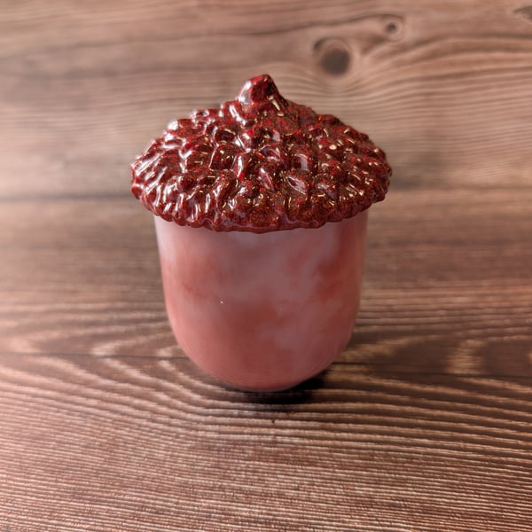Handmade Resin Acorn Jar Christmas red