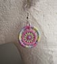 Dorset Button Drop or Dangle Earrings, Made from Variegated Pastel Cotton Thread - Image 4