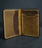 Olive Tan Full Grain Leather Mini Wallet Compact Bifold Pocket Wallet UK