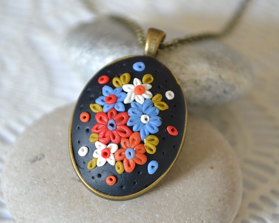 Polymer Clay Applique Pendant