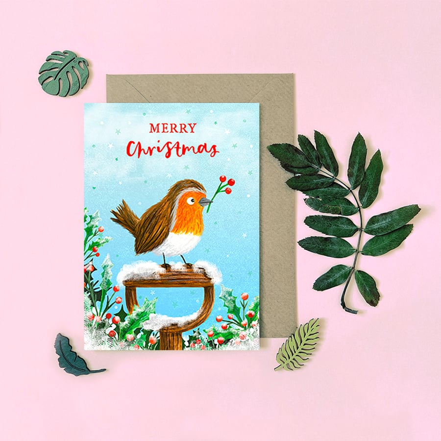 Christmas Robin Card - Blank Card - Greeting Card