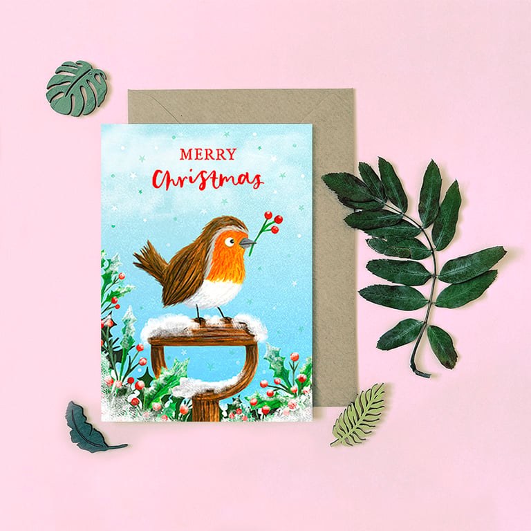 Christmas Robin Card - Blank Card - Greeting Card