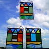 Stained Glass Leaded Sun catchers, Teeny Tiny Beach Huts