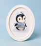Hand Painted Sailor Penguin Wall Art, Framed Oval Acrylic Nautical Penguin Nurse
