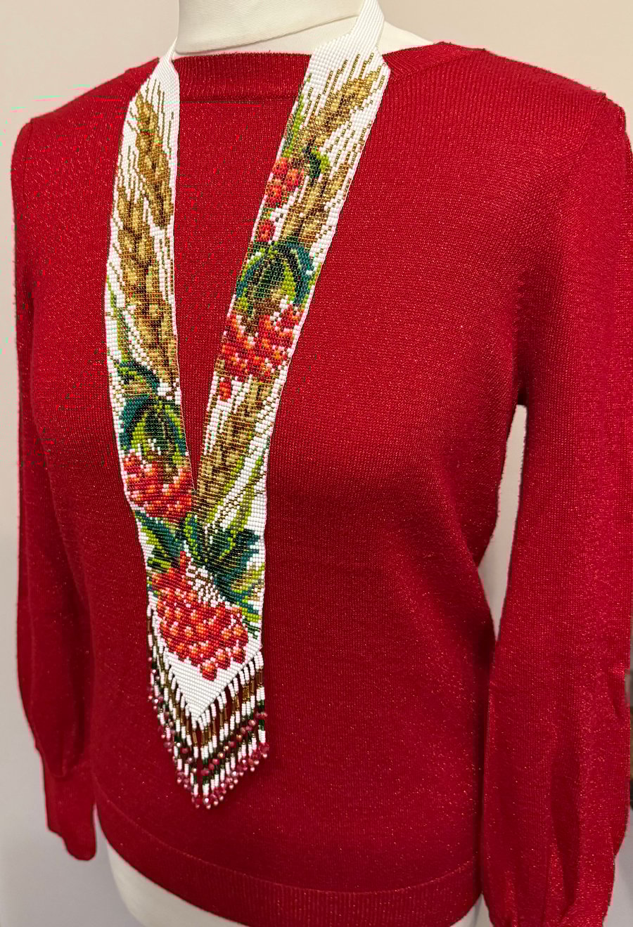 Handmade gerdan (traditional Ukrainian beaded necklace)