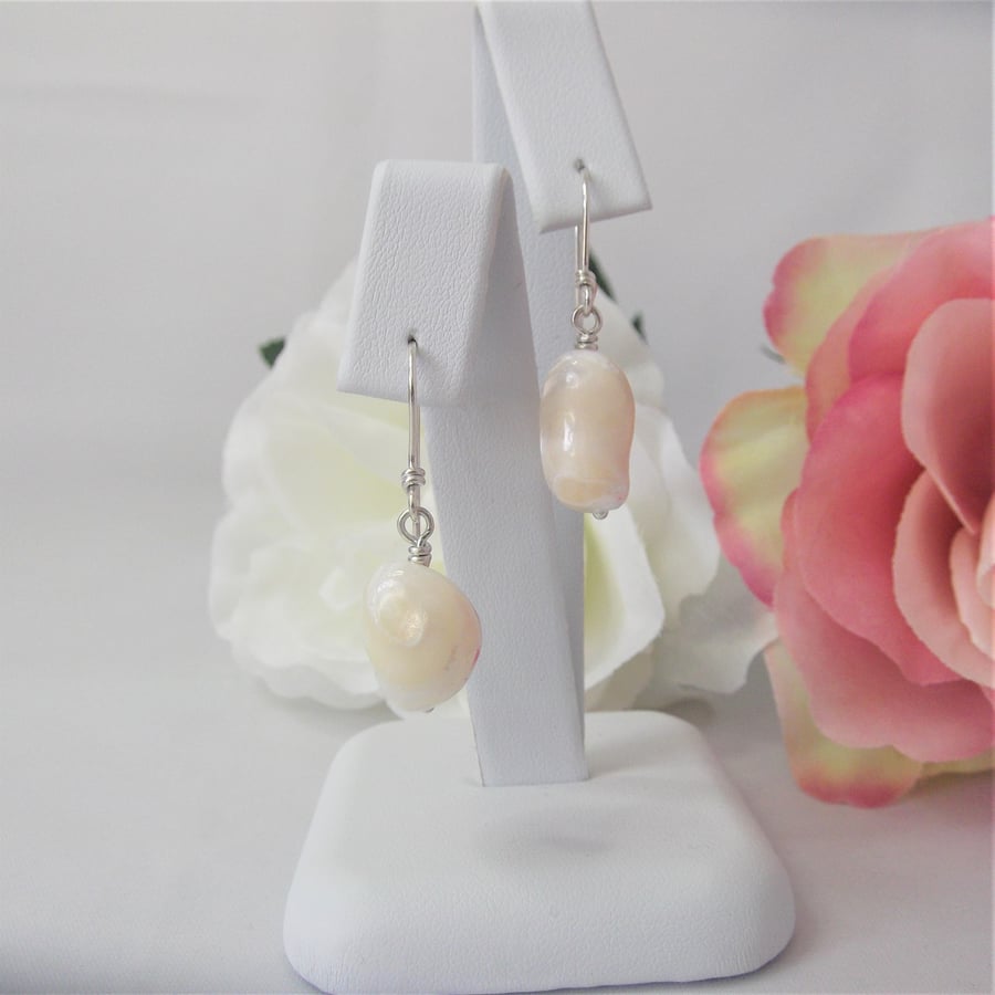 Mother of Pearl nugget earrings June birth stone intuition imagination