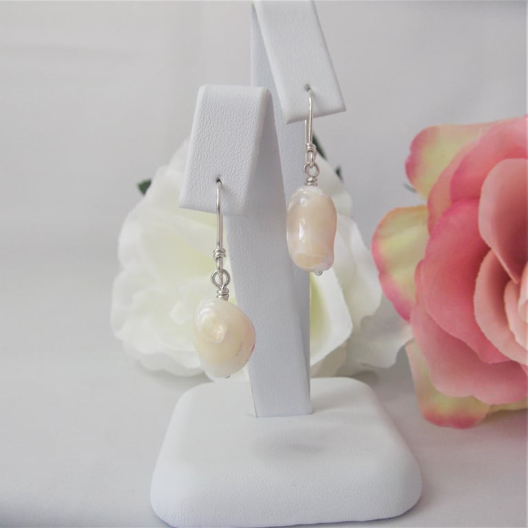 Mother of Pearl nugget earrings June birth stone intuition imagination