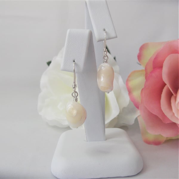 Mother of Pearl nugget earrings June birth stone intuition imagination