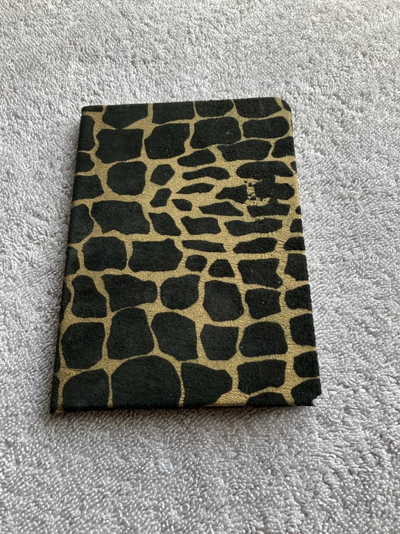 A6: Softcover - Black-Gold coloured leather bound Notebook - Journal - FREE SHIP