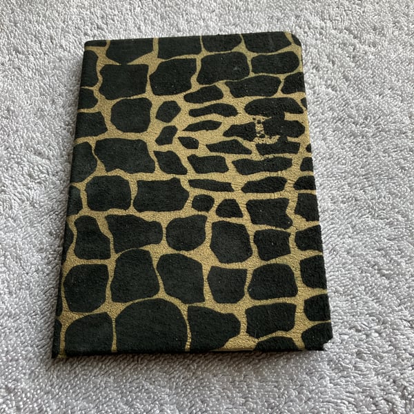 A6: Softcover - Black-Gold coloured leather bound Notebook - Journal - FREE SHIP