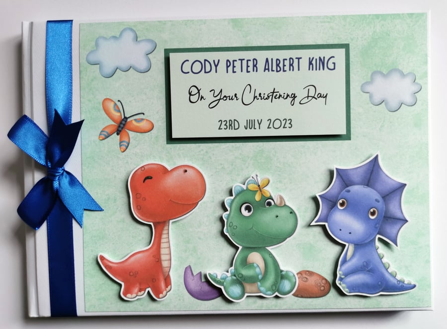 Dinosaurs Birthday guest book, Cute dinosaurs party keepsake, gift